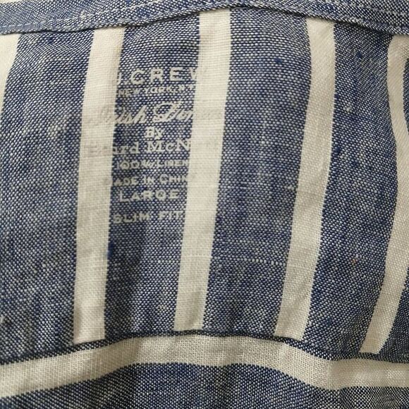 J crew Baird mcnutt mens large 100% Irish linen longsleeve stripe shirt blue - Picture 6 of 6
